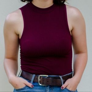 simple ribbed mock neck top